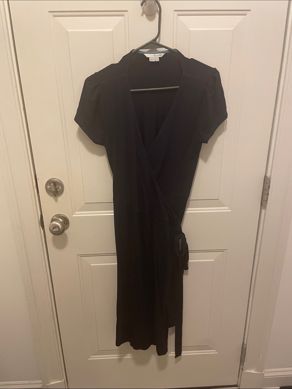 Boden navy Midi Wrap Dress with Short Puff Sleeves